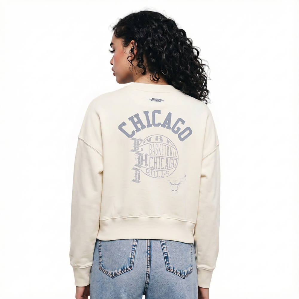 NBA CHICAGO BULLS STREET TEAM WOMEN'S FLC CREWNECK (EGGSHELL)