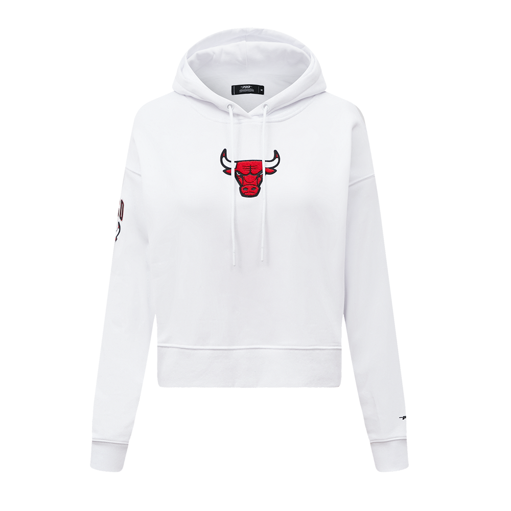 NBA CHICAGO BULLS CLASSIC WOMEN S CROPPED PO HOODIE WHITE Pro
