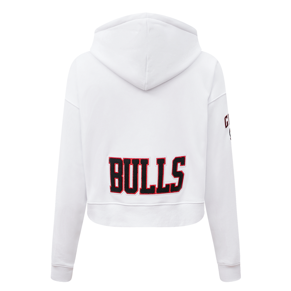 NBA CHICAGO BULLS CLASSIC WOMEN S CROPPED PO HOODIE WHITE Pro Standard