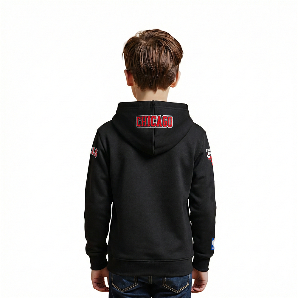 NBA CHICAGO BULLS CLASSIC LITTLE BOYS FLEECE PULLOVER HOODIE (BLACK)