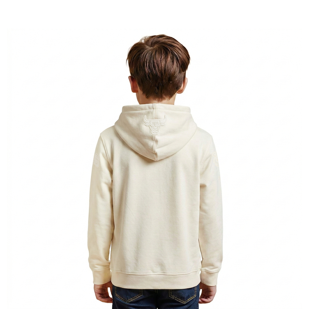 NBA CHICAGO BULLS NEUTRAL LITTLE BOYS FLEECE PULLOVER HOODIE (EGGSHELL)