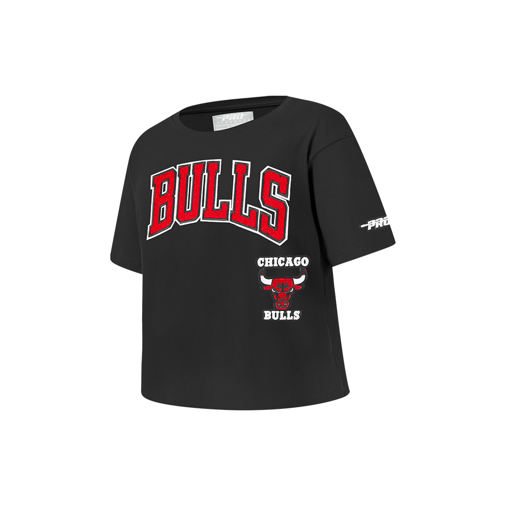 NBA CHICAGO BULLS RETRO CLASSIC LITTLE GIRLS SHORT SLEEVE BOXY TEE (BLACK)