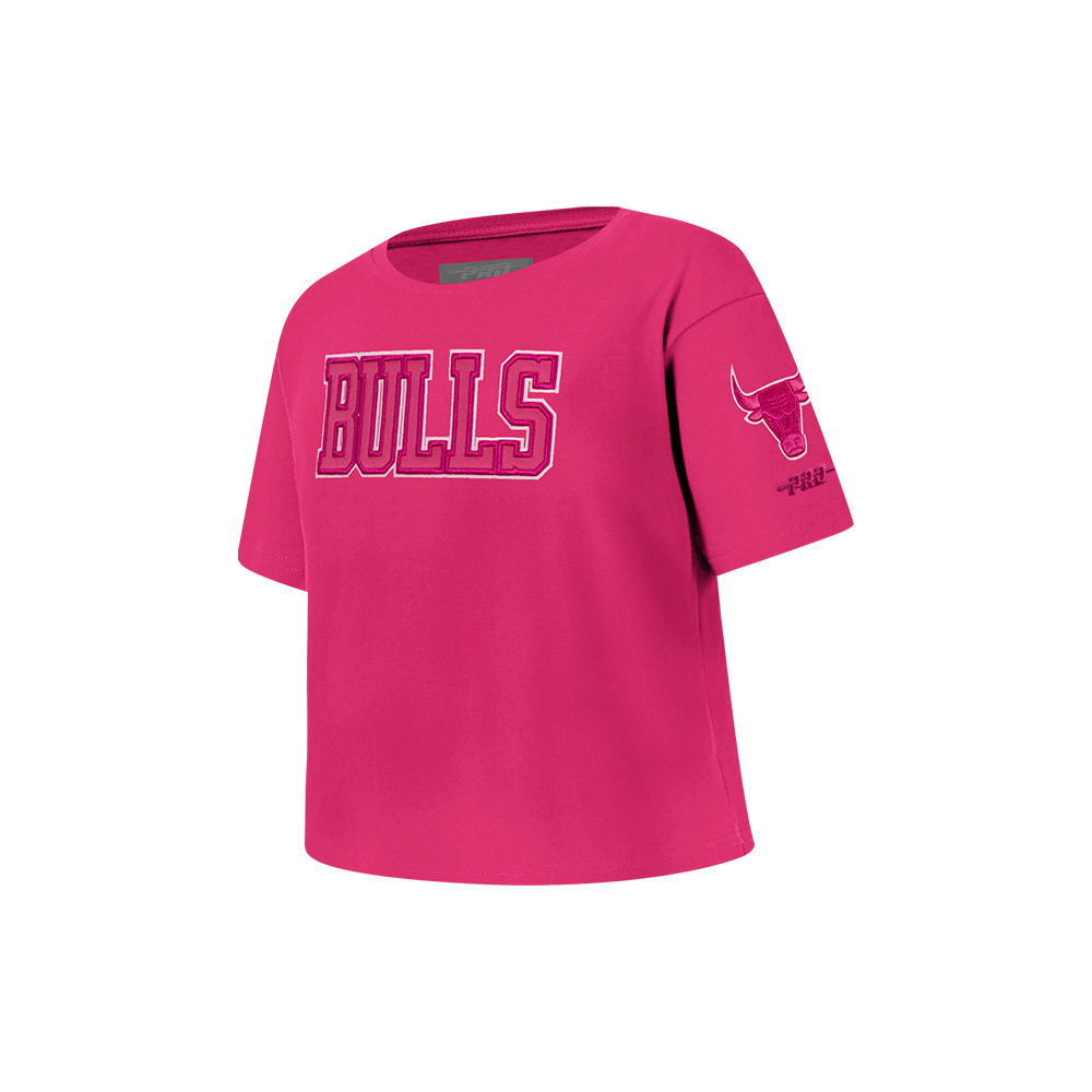 NBA CHICAGO BULLS TRIPLE PINK LITTLE GIRLS SHORT SLEEVE BOXY TEE (BEETROOT PURPLE)