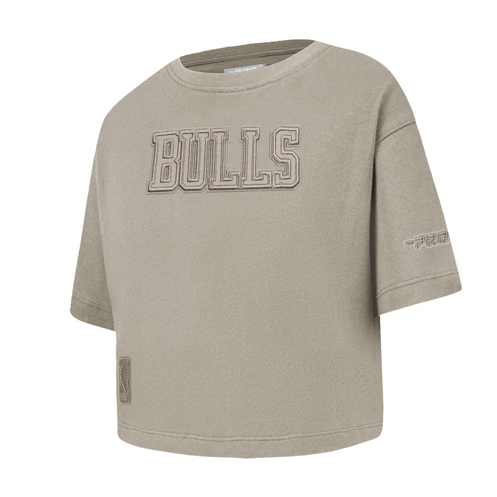 NBA CHICAGO BULLS NEUTRAL TODDLER GIRLS SHORT SLEEVE BOXY TEE (TAUPE)
