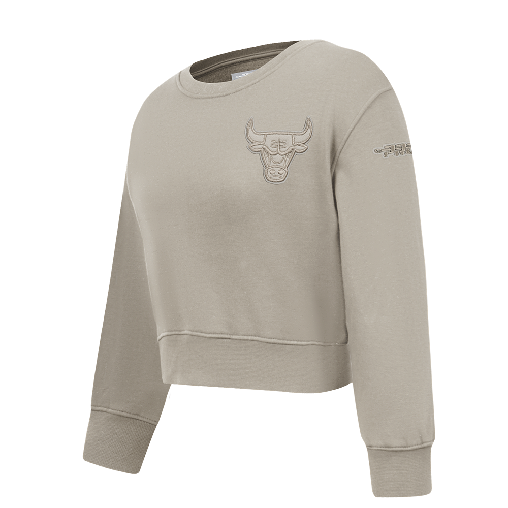 NBA CHICAGO BULLS NEUTRAL TODDLER GIRLS FLEECE CREWNECK (TAUPE)
