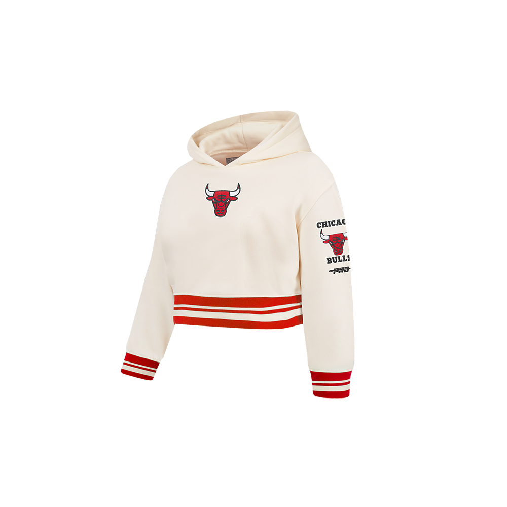 NBA CHICAGO BULLS RETRO CLASSIC TODDLER GIRLS  RIB FLEECE PULLOVER HOODIE (EGGSHELL/ RED)