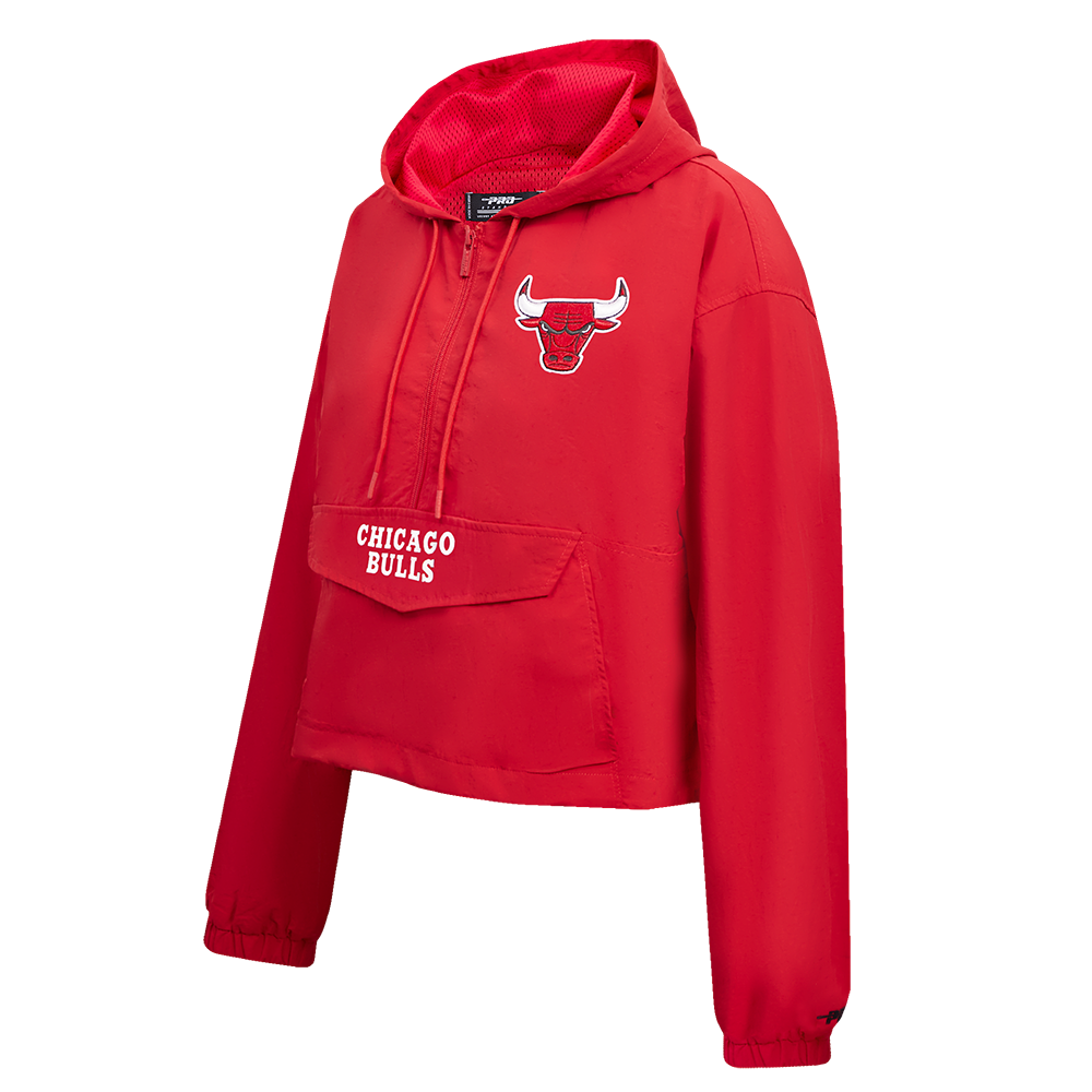 NBA CHICAGO BULLS CLASSIC WIND WOVEN WOMEN'S 1/2 JACKET (RED)