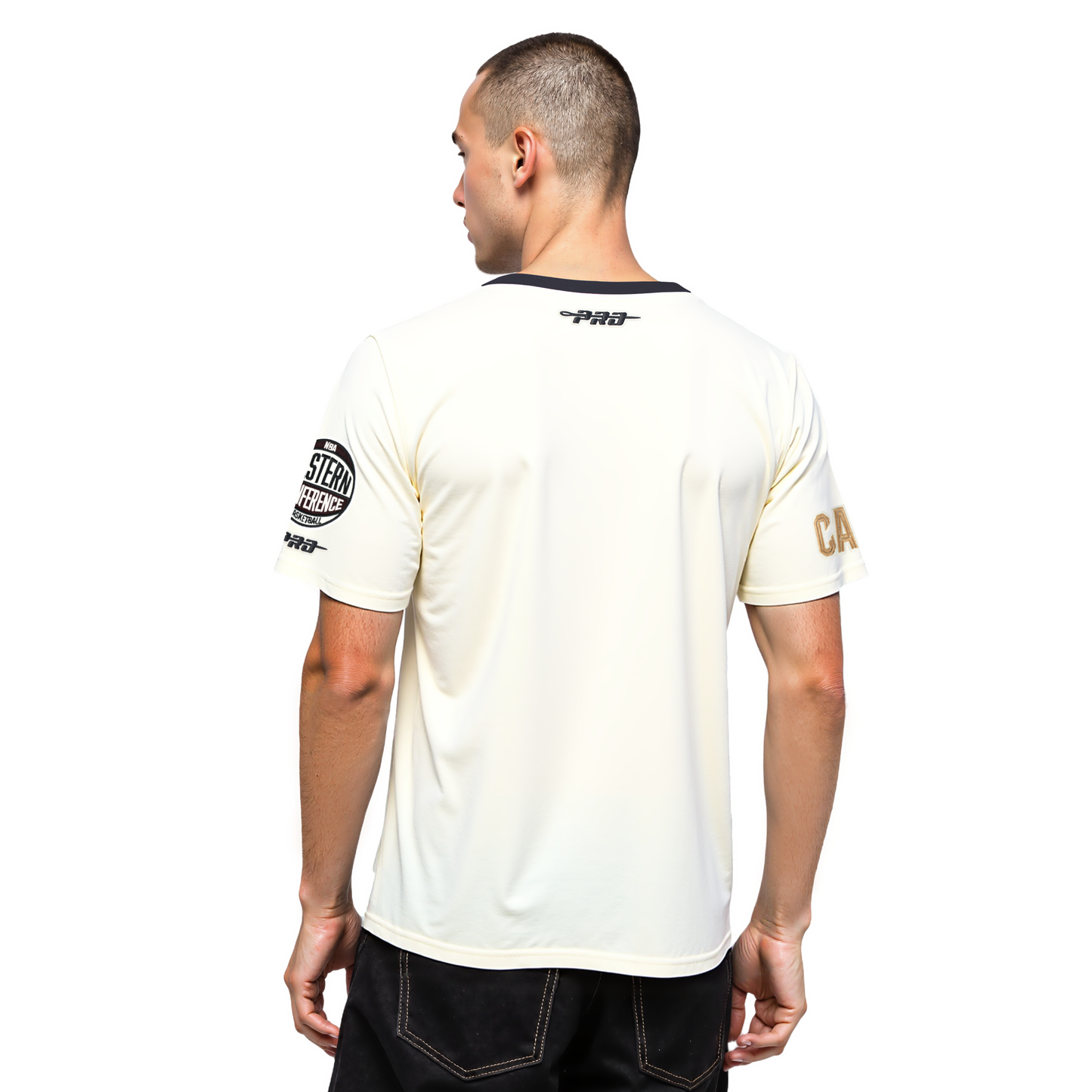 NBA CLEVELAND CAVALIERS MODERN ORIGINALS MEN'S RINGER TEE (EGGSHELL/ BLACK)