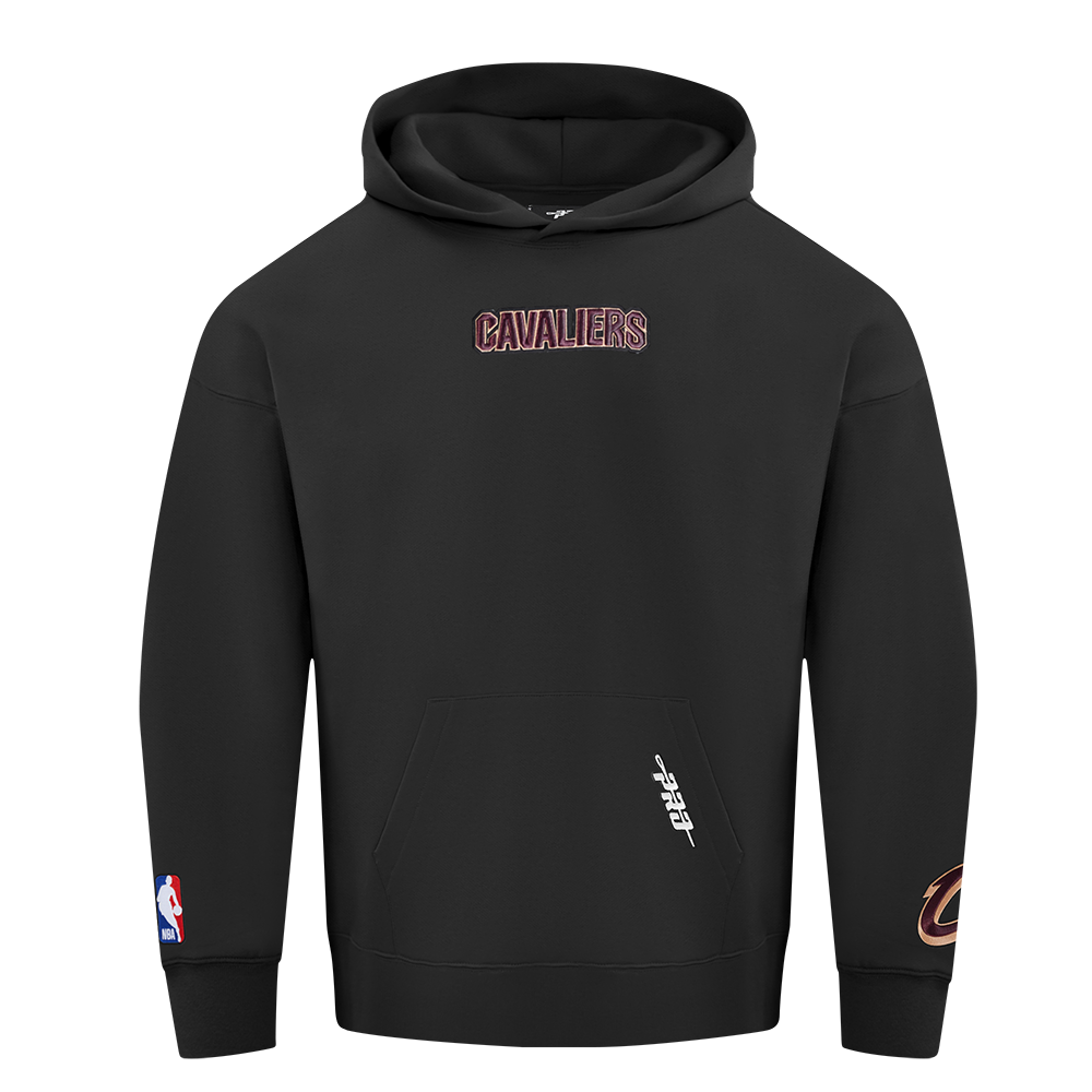 NBA CLEVELAND CAVALIERS WINGSPAN MEN'S DROP SHOULDER FLEECE PULLOVER HOODIE (BLACK)