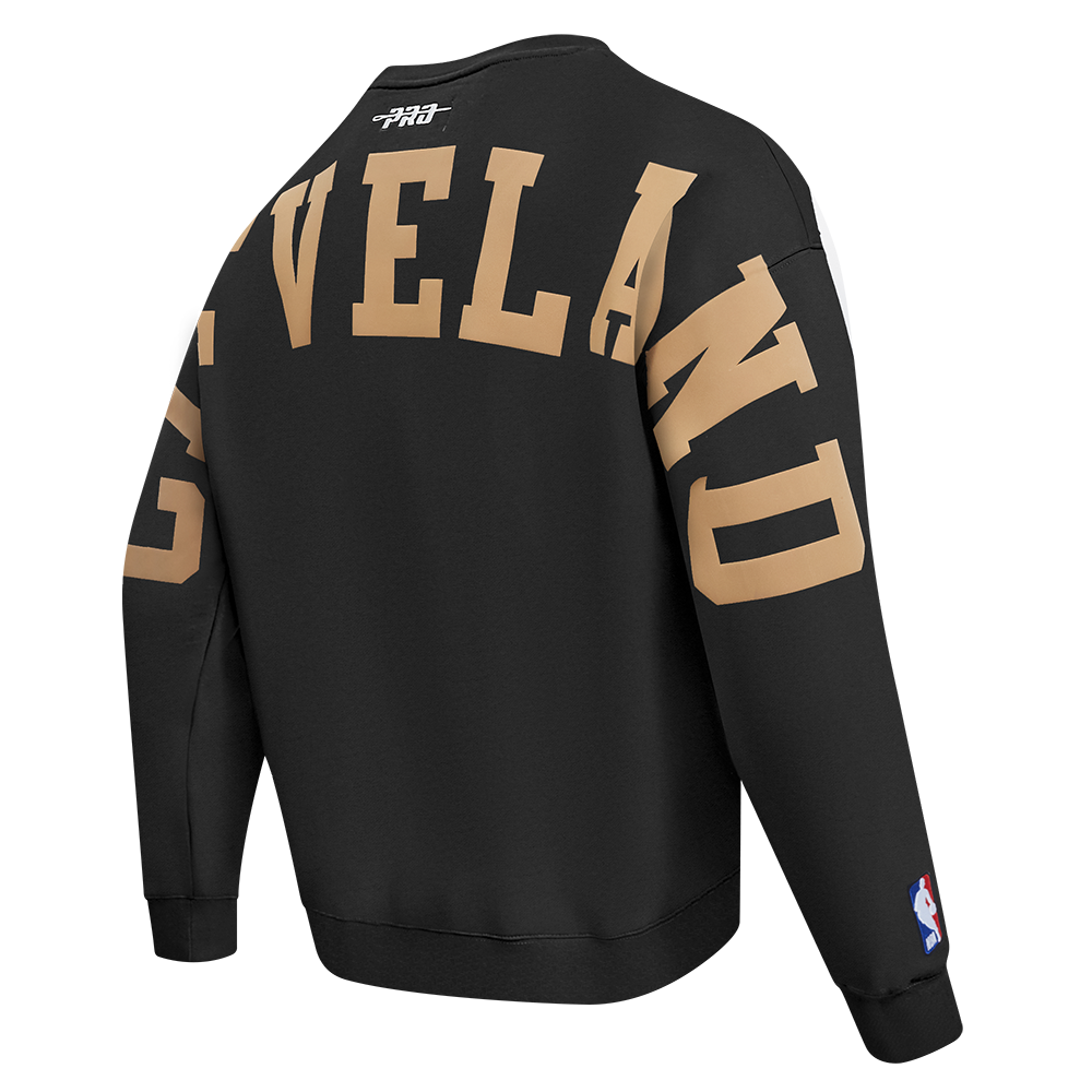 NBA CLEVELAND CAVALIERS WINGSPAN MEN'S DROP SHOULDER FLEECE CREWNECK (BLACK)