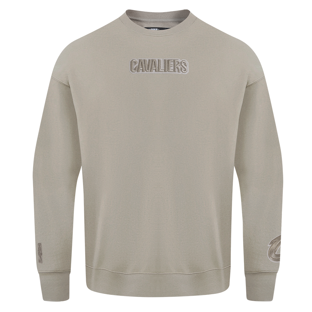NBA CLEVELAND CAVALIERS WINGSPAN MEN'S DROP SHOULDER FLEECE CREWNECK (TAUPE)