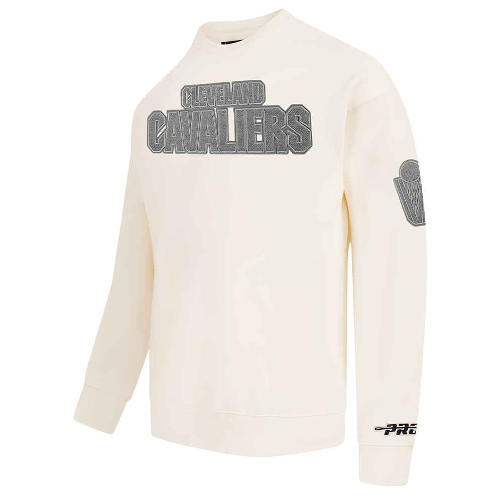 NBA CLEVELAND CAVALIERS REVERSE FRENCH TERRY MEN'S DROP SHOULDER FLC CREWNECK (EGGSHELL)
