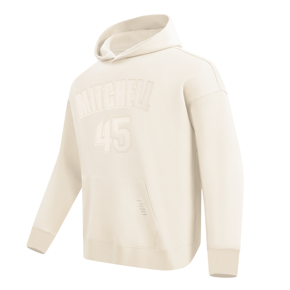 NBA CLEVELAND CAVALIERS DONOVAN MITCHELL #45 NEUTRAL PNN MEN'S DROP SHOULDER FLC PO HOODIE (EGGSHELL)