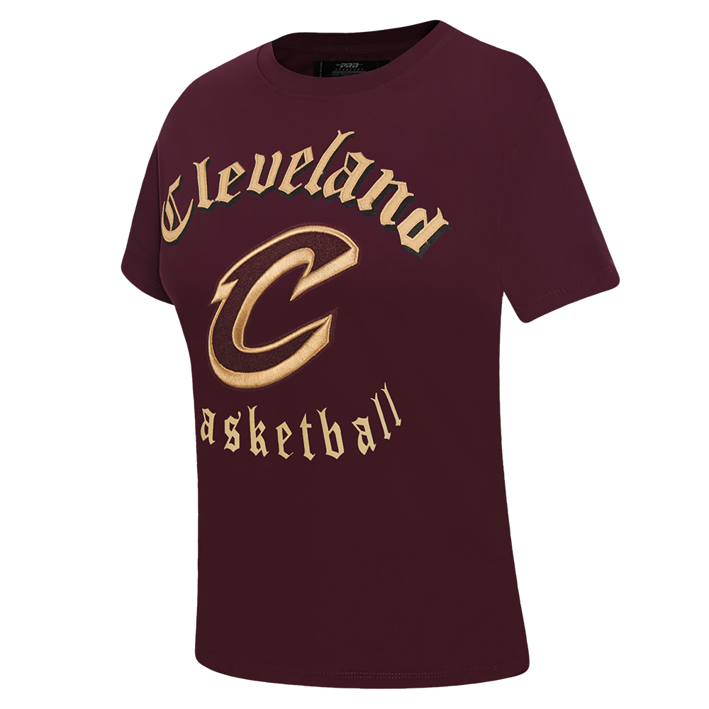 NBA CLEVELAND CAVALIERS OLD ENGLISH WOMEN'S SJ SLIM FIT TEE (WINE)