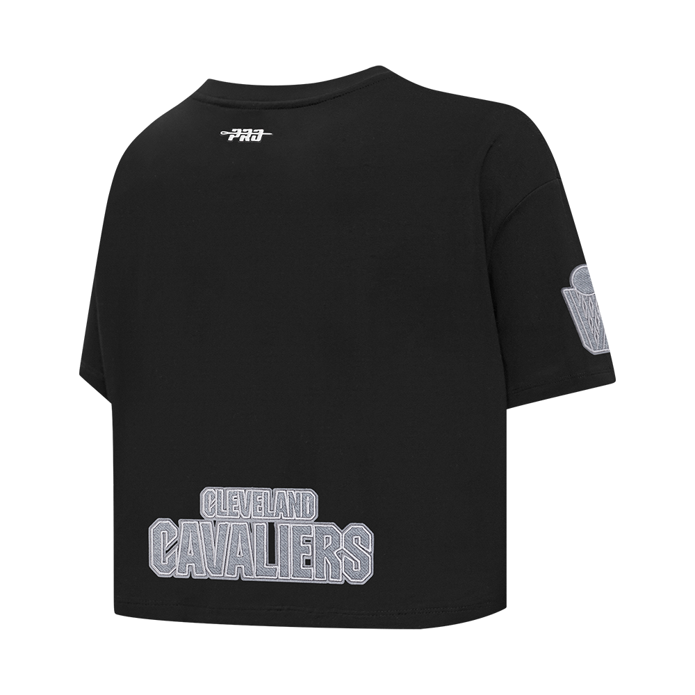 NBA CLEVELAND CAVALIERS REVERSE FRENCH TERRY WOMEN'S SJ BOXY TEE (BLACK)