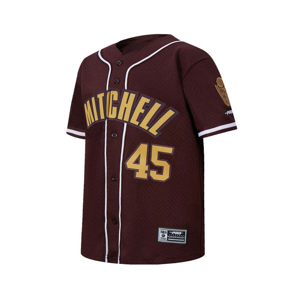 NBA CLEVELAND CAVALIERS DONOVAN MITCHELL #45 CLASSIC MESH PNN BIG BOY'S MESH BUTTON DOWN SHIRT (WINE)