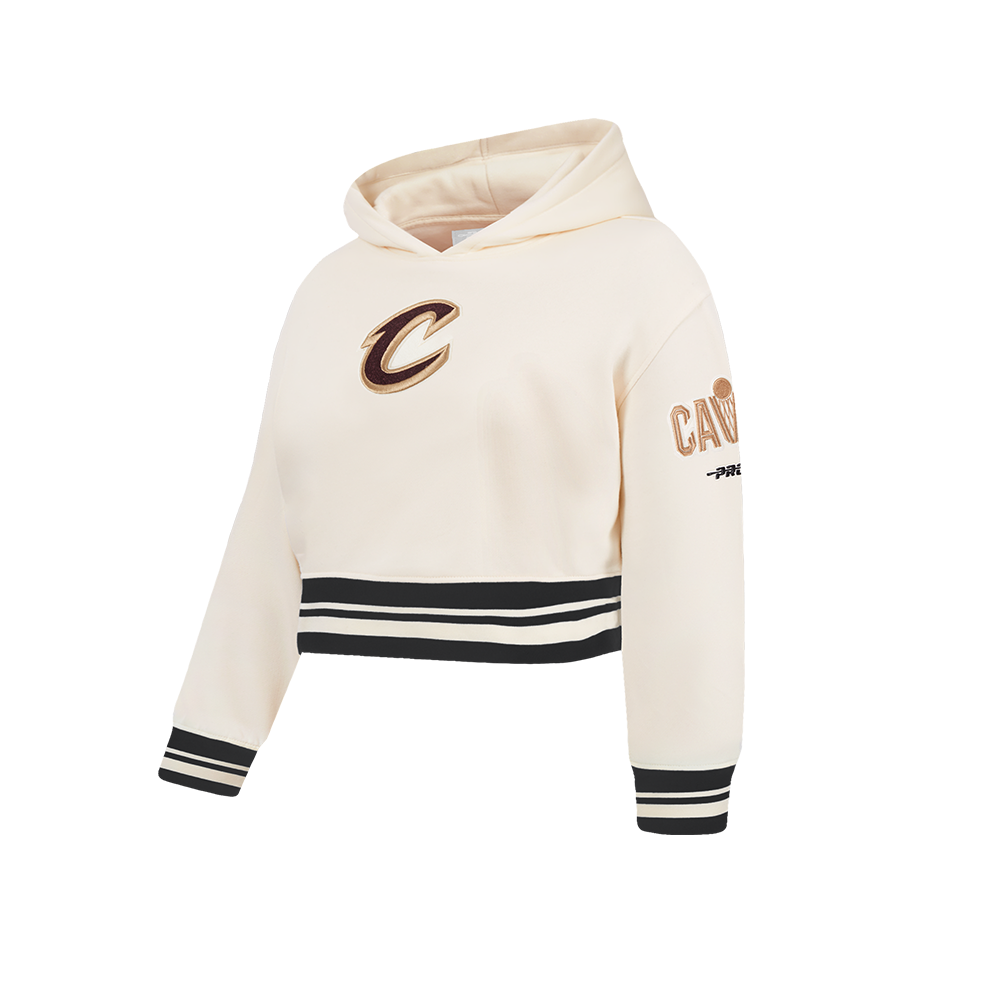CLEVELAND CAVALIERS RETRO CLASSIC BIG GIRL'S RIB FLC PO HOODIE (EGGSHELL/ BLACK)