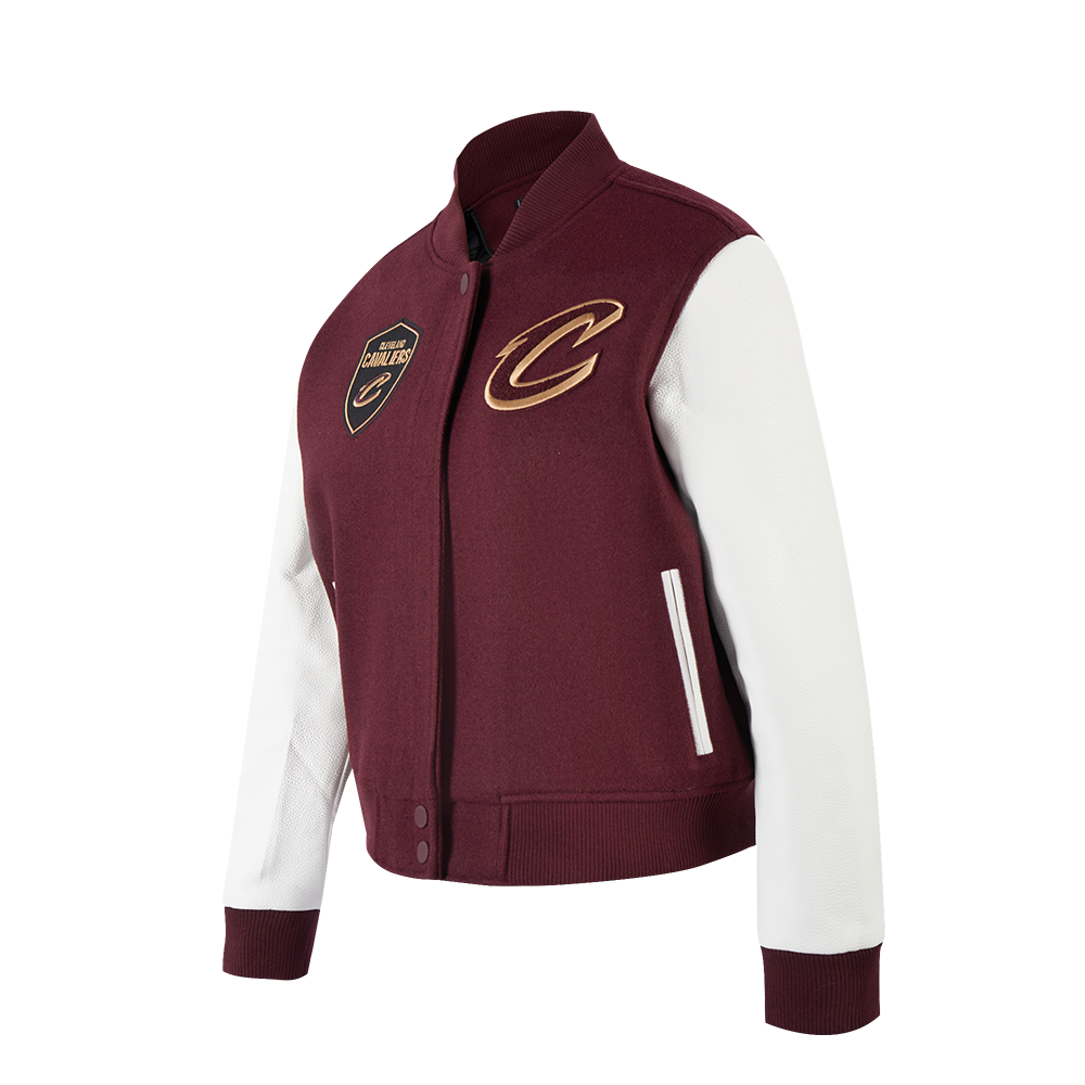 NBA CLEVELAND CAVALIERS CLASSIC WOMEN'S WOOL VARSITY JACKET (WINE/WHITE)