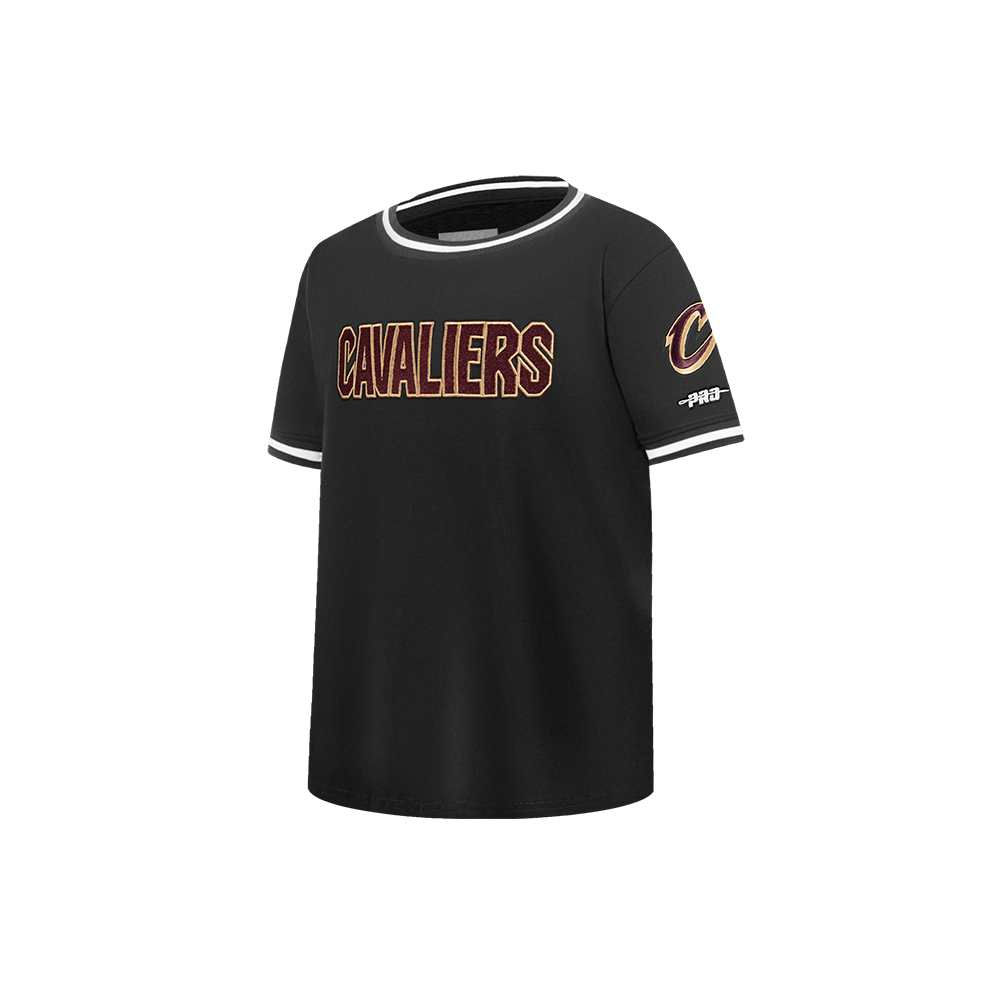 NBA CLEVELAND CAVALIERS CLASSIC LITTLE BOYS SHORT SLEEVE STRIPED RIB TEE (BLACK)