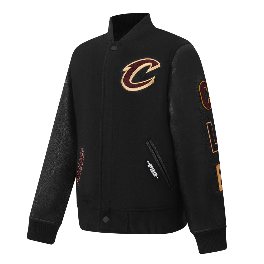 NBA CLEVELAND CAVALIERS CLASSIC LITTLE BOYS WOOL VARSITY JACKET (JET BLACK)