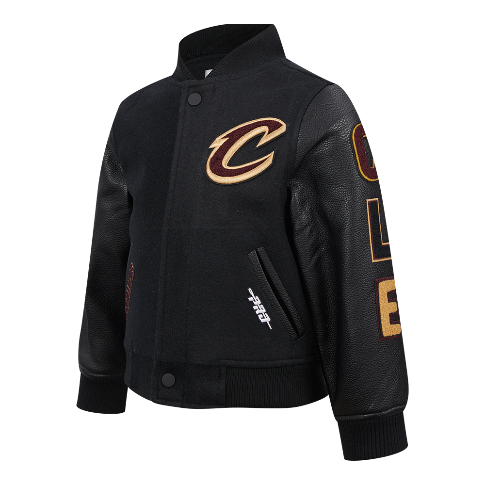 NBA CLEVELAND CAVALIERS CLASSIC TODDLER BOYS WOOL VARSITY JACKET (JET BLACK)