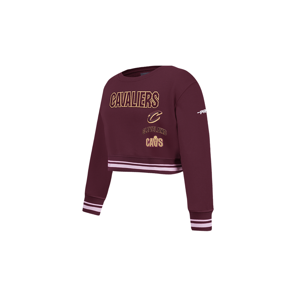 NBA CLEVELAND CAVALIERS RETRO CLASSIC TODDLER GIRLS RIB FLEECE CREWNECK (WINE)