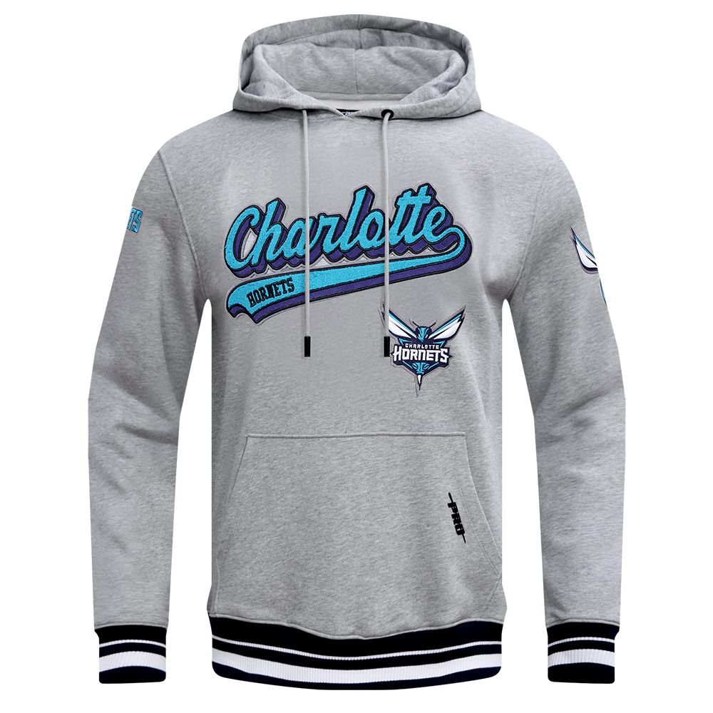 NBA CHARLOTTE HORNETS SCRIPT TAIL MEN S RIB FLC PO HOODIE HEATHER GRA Pro Standard