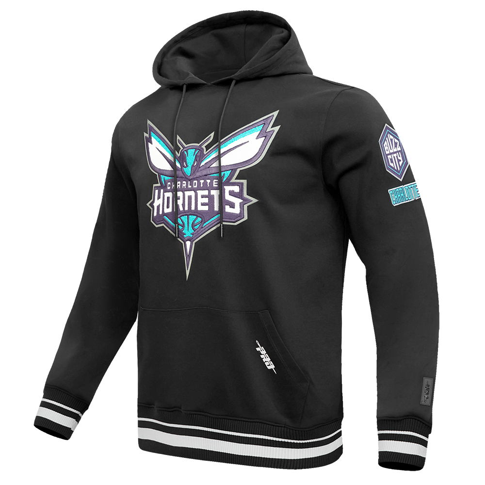 NBA CHARLOTTE HORNETS RETRO CLASSICS MEN'S RIB FLC PO HOODIE (BLACK)