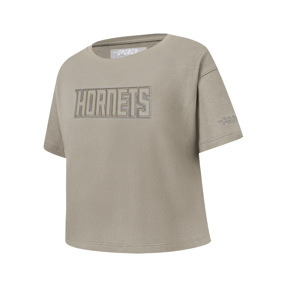 NBA CHARLOTTE HORNETS NEUTRAL BIG GIRLS SS BOXY TEE (TAUPE)