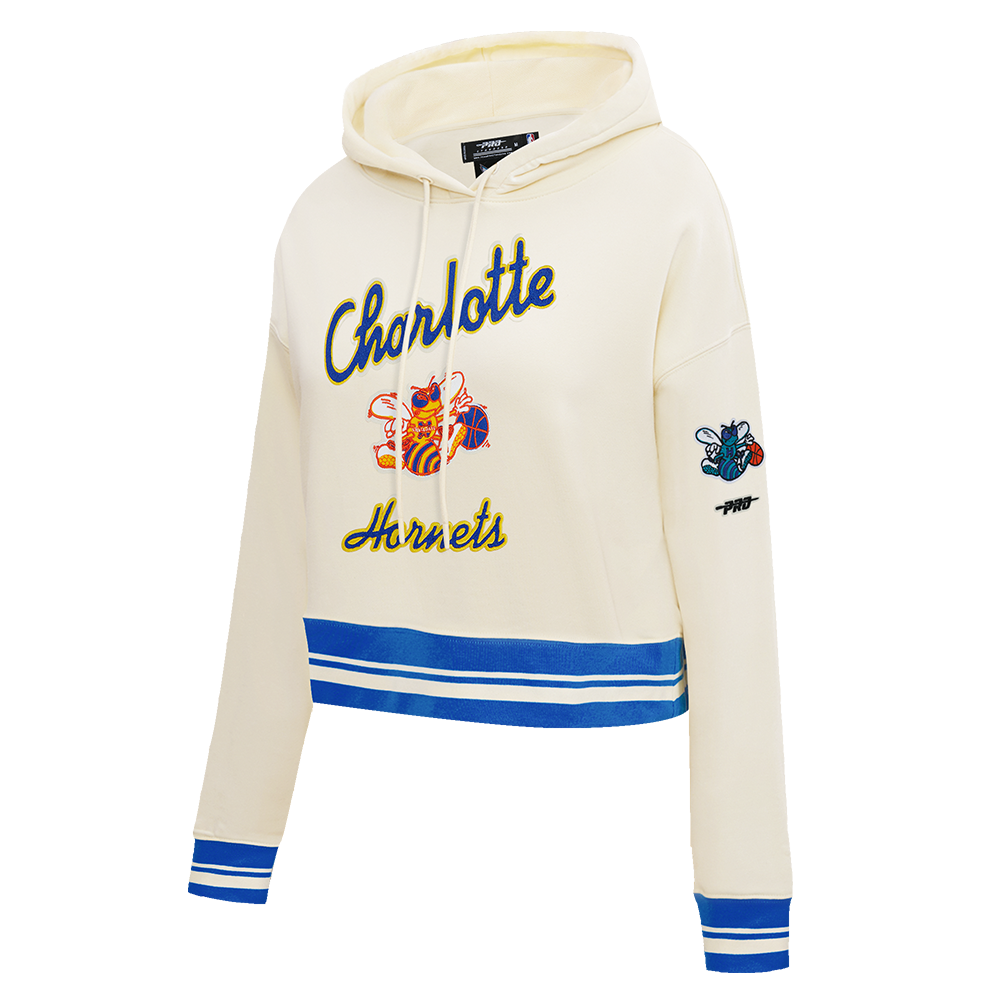 NBA CHARLOTTE HORNETS CITY EDITION 25-26 WOMEN'S RIB FLC CROPPED PO HOODIE (EGGSHELL/ROYAL BLUE)