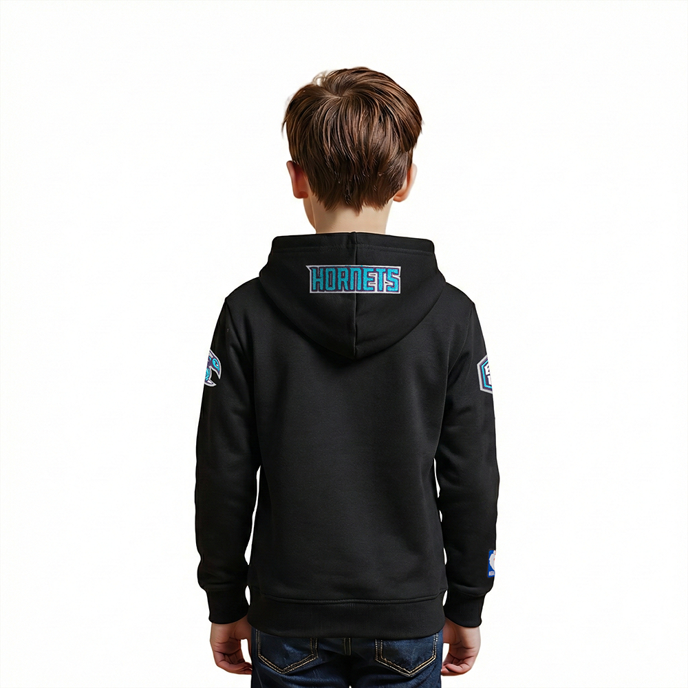NBA CHARLOTTE HORNETS CLASSIC LITTLE BOYS FLEECE PULLOVER HOODIE (BLACK)