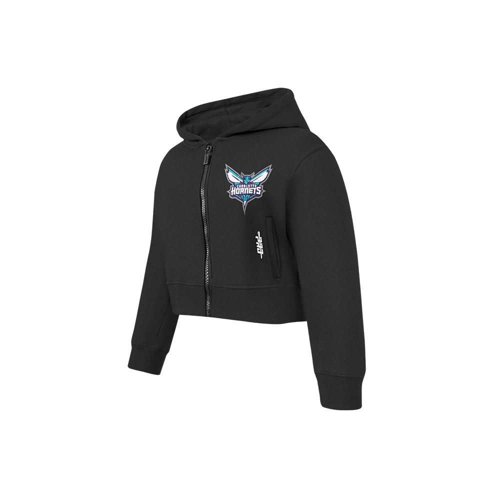 NBA CHARLOTTE HORNETS CLASSIC LITTLE GIRLS  FLEECE FULL ZIP HOODIE (BLACK)