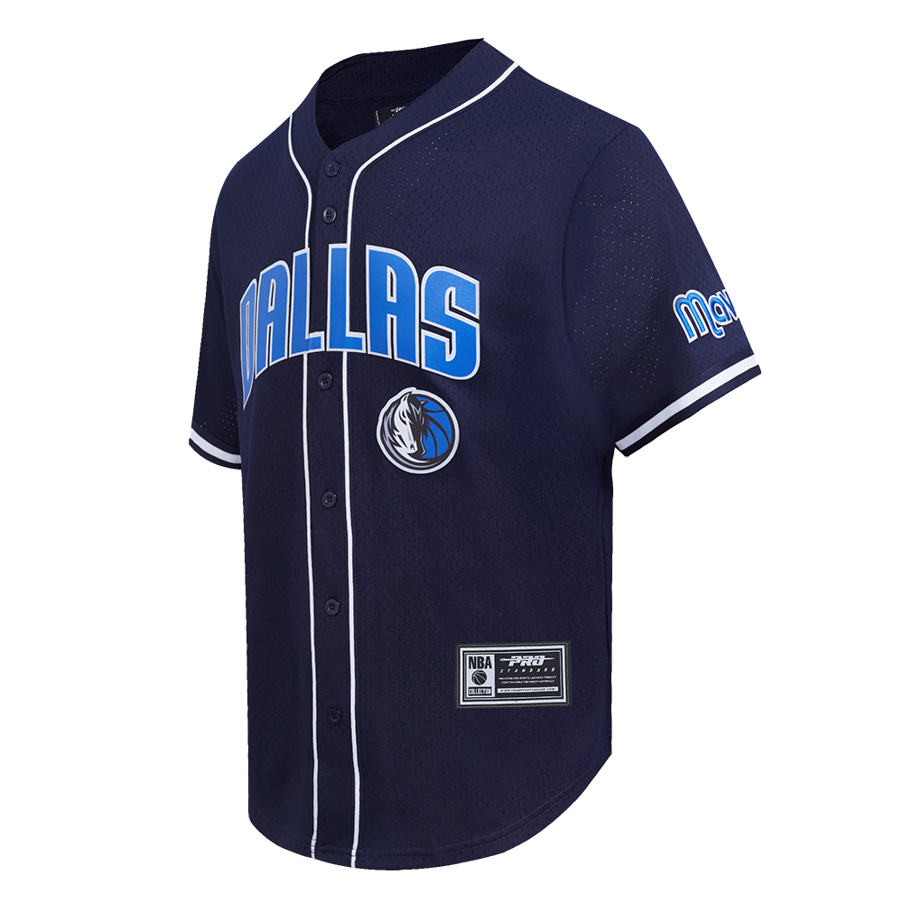 NBA DALLAS MAVERICKS CLASSIC MESH MEN'S BUTTON DOWN SHIRT (MIDNIGHT NAVY)