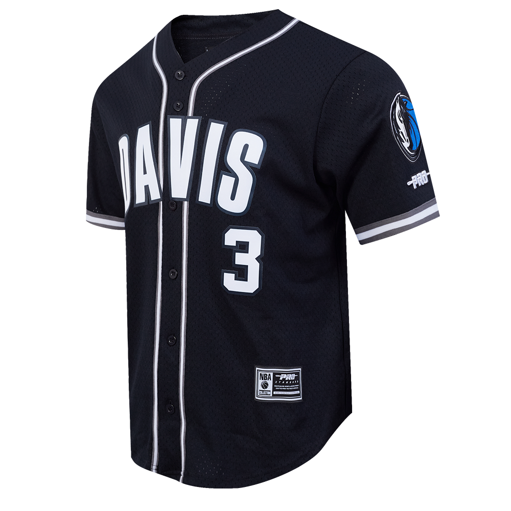 NBA DALLAS MAVERICKS ANTHONY DAVIS #3 CLASSIC MESH PNN MEN'S MESH BUTTON DOWN SHIRT (BLACK/GRAY)