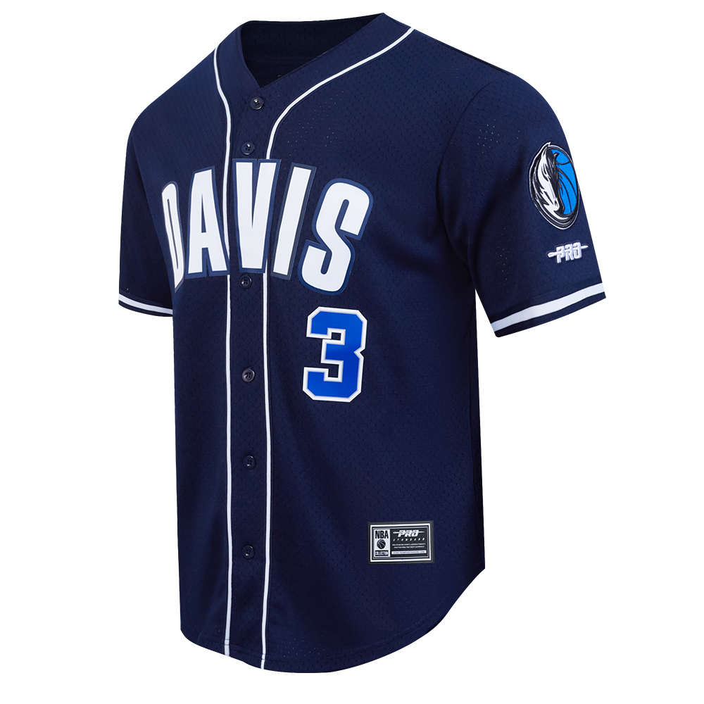 NBA DALLAS MAVERICKS ANTHONY DAVIS #3 CLASSIC MESH PNN MEN'S MESH BUTTON DOWN SHIRT (MIDNIGHT NAVY)