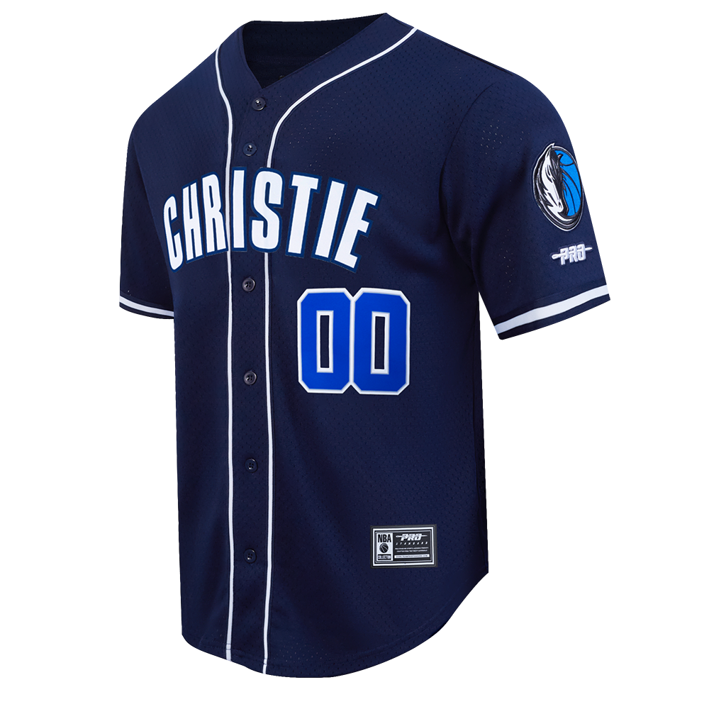 NBA DALLAS MAVERICKS MAX CHRISTIE #00 CLASSIC MESH PNN MEN'S MESH BUTTON DOWN SHIRT (MIDNIGHT NAVY)