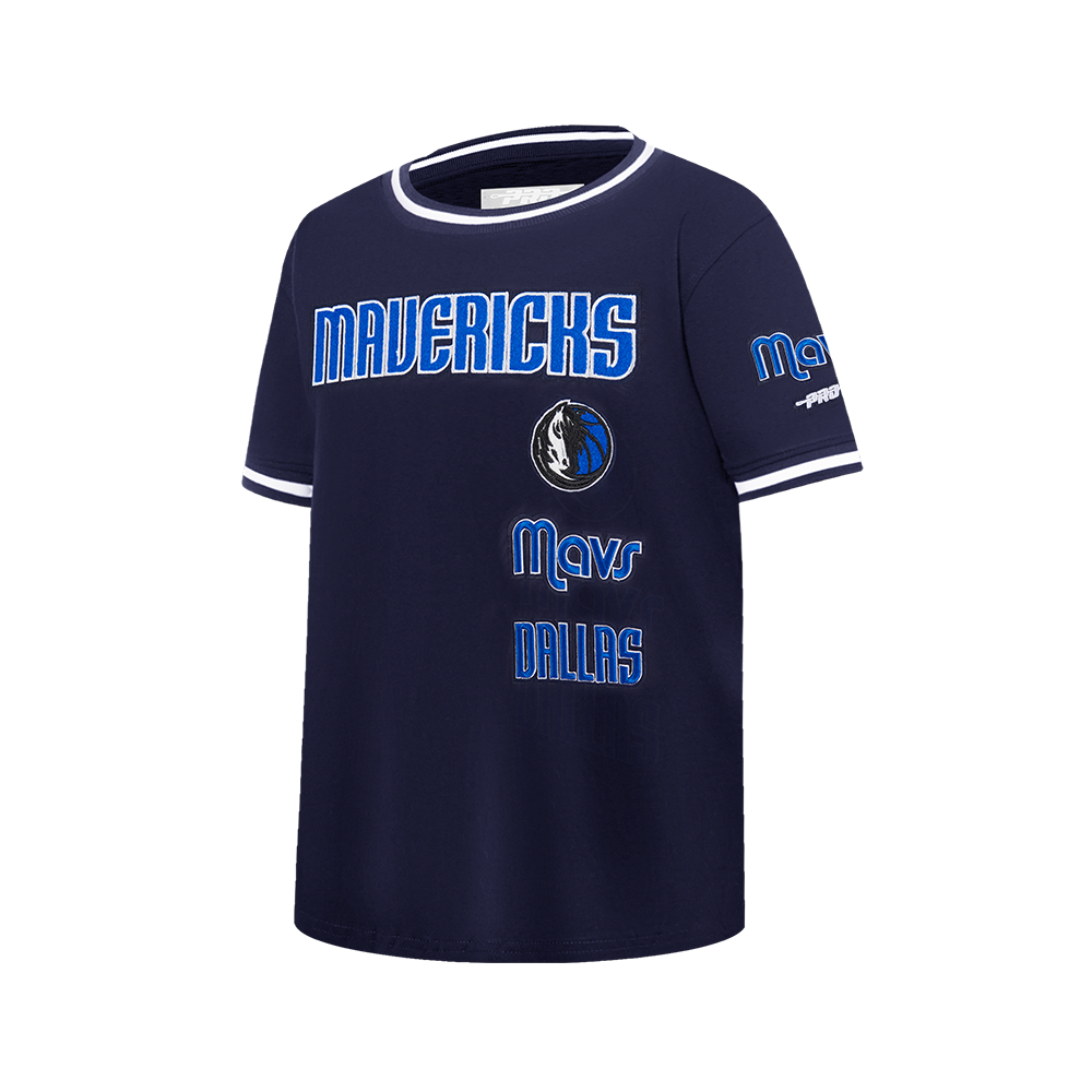NBA DALLAS MAVERICKS RETRO CLASSIC BIG BOY'S SS STRIPED RIB TEE (MIDNIGHT NAVY)