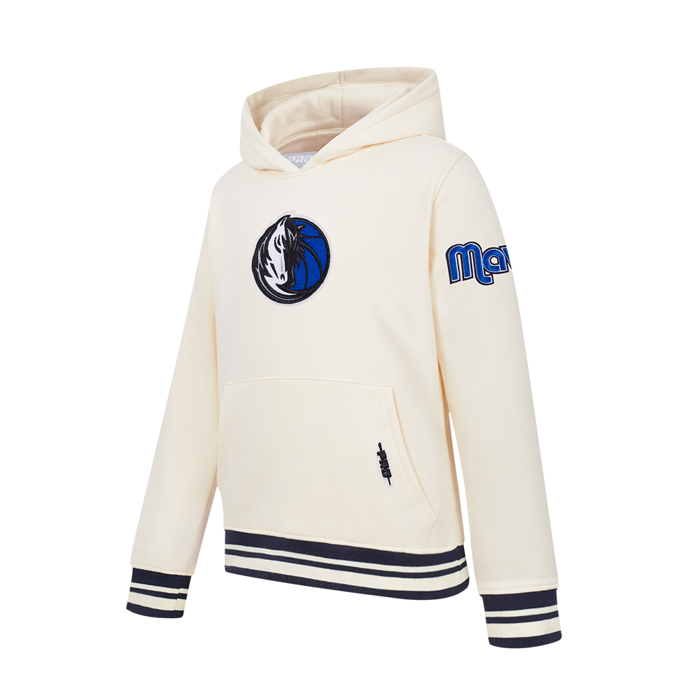 NBA DALLAS MAVERICKS RETRO CLASSIC BIG BOY'S RIB FLC PO HOODIE (EGGSHELL/ MIDNIGHT NAVY)