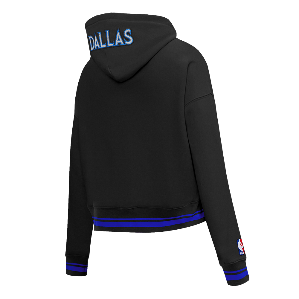 NBA DALLAS MAVERICKS CITY EDITION 25-26 WOMEN'S RIB FLC CROPPED PO HOODIE (BLACK/ROYAL BLUE/BLACK)
