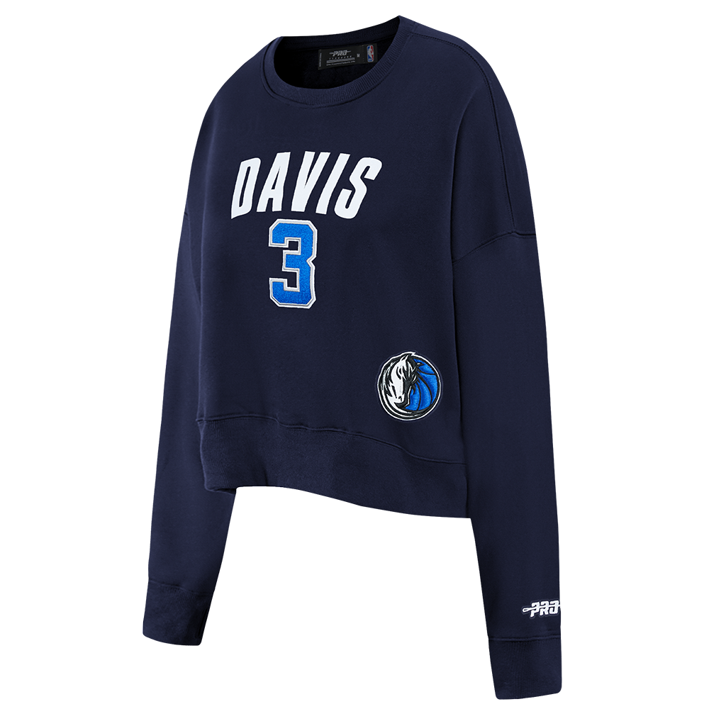 NBA DALLAS MAVERICKS ANTHONY DAVIS #3 CLASSIC PNN WOMEN'S FLC CREWNECK (MIDNIGHT NAVY)