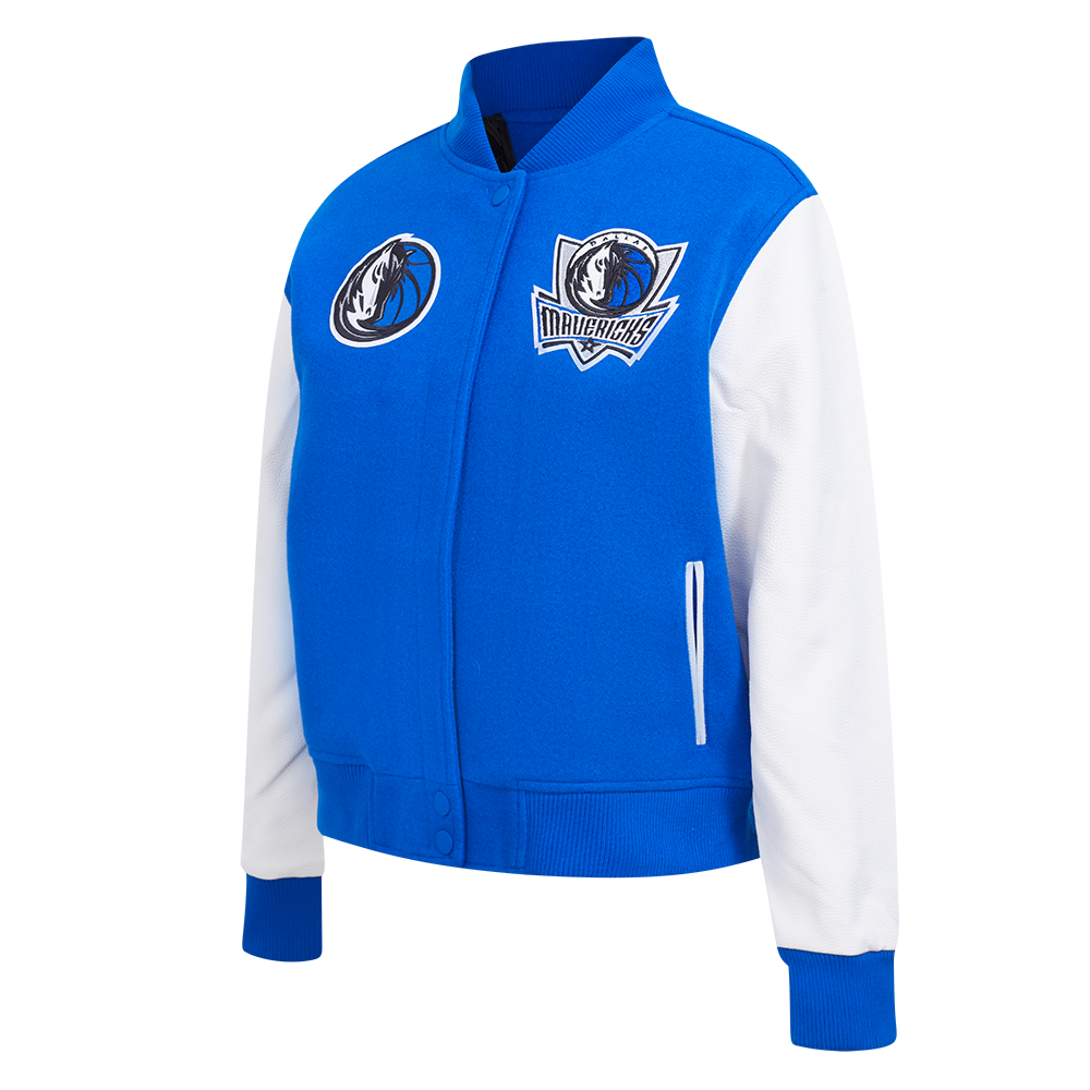 NBA DALLAS MAVERICKS CLASSIC WOMEN'S WOOL VARSITY JACKET (ROYAL BLUE/WHITE)