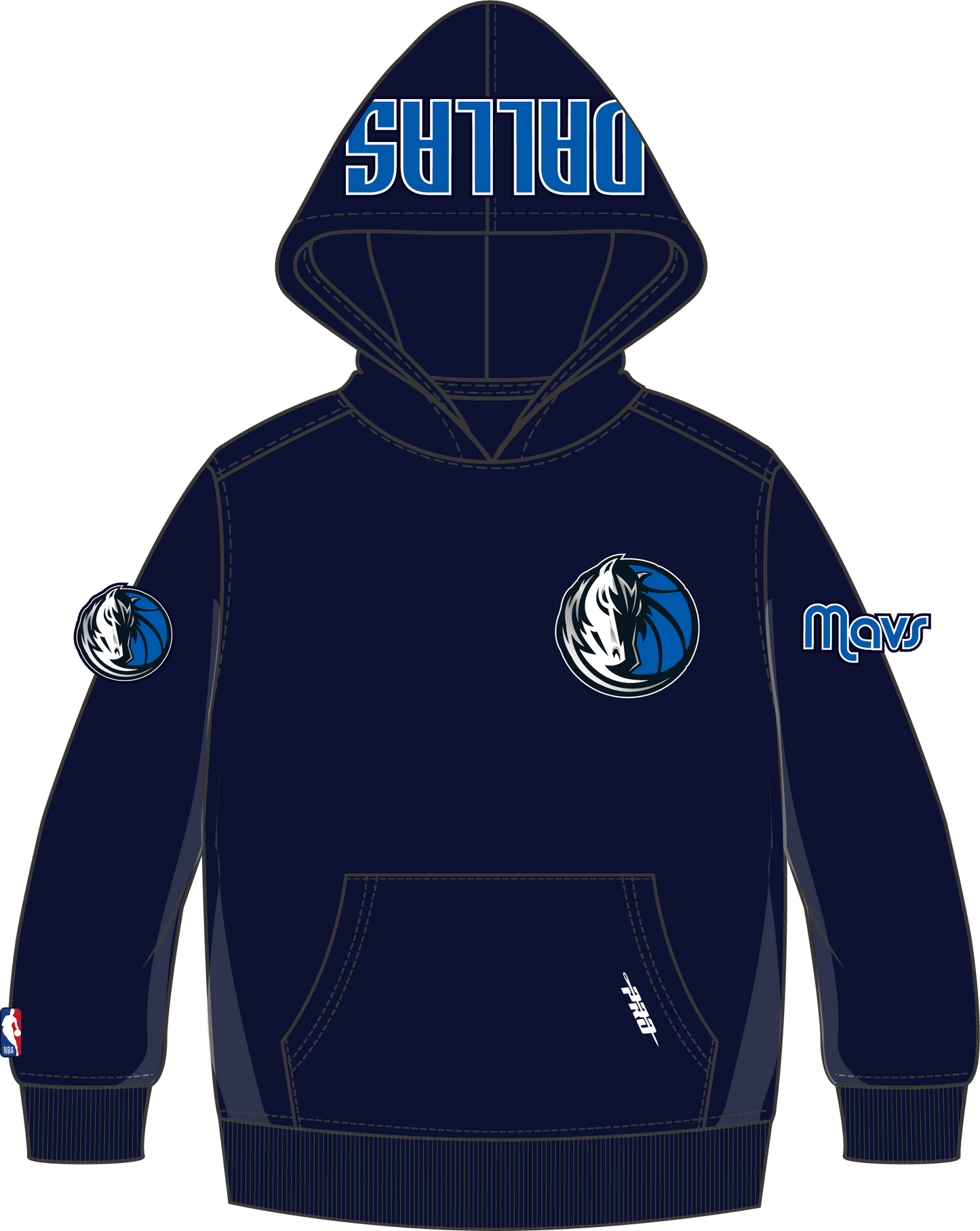 NBA DALLAS MAVERICKS CLASSIC LITTLE BOYS FLEECE PULLOVER HOODIE (MIDNIGHT NAVY)