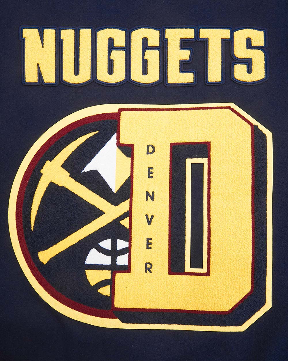 NBA DENVER NUGGETS MASHUP MEN'S RIB WOOL VARSITY JACKET (MIDNIGHT 