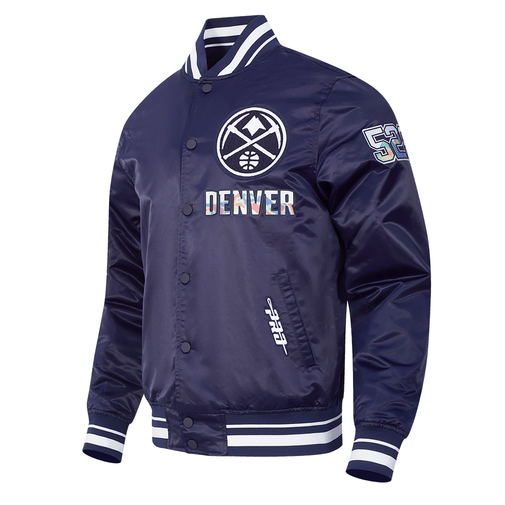NBA DENVER NUGGETS CITY EDITION 24-25 MEN'S RIB SATIN JACKET (MIDNIGHT NAVY)