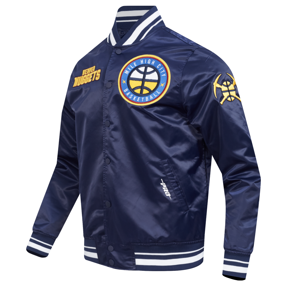 NBA DENVER NUGGETS RETRO CLASSIC MEN'S RIB SATIN JACKET (MIDNIGHT NAVY)