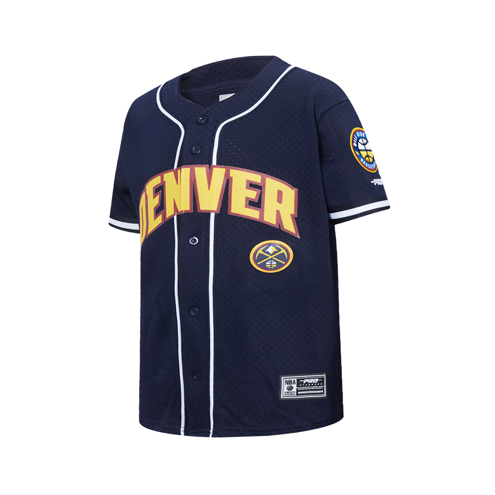 DENVER NUGGETS CLASSIC BIG BOY'S MESH BUTTON DOWN SHIRT (MIDNIGHT NAVY)