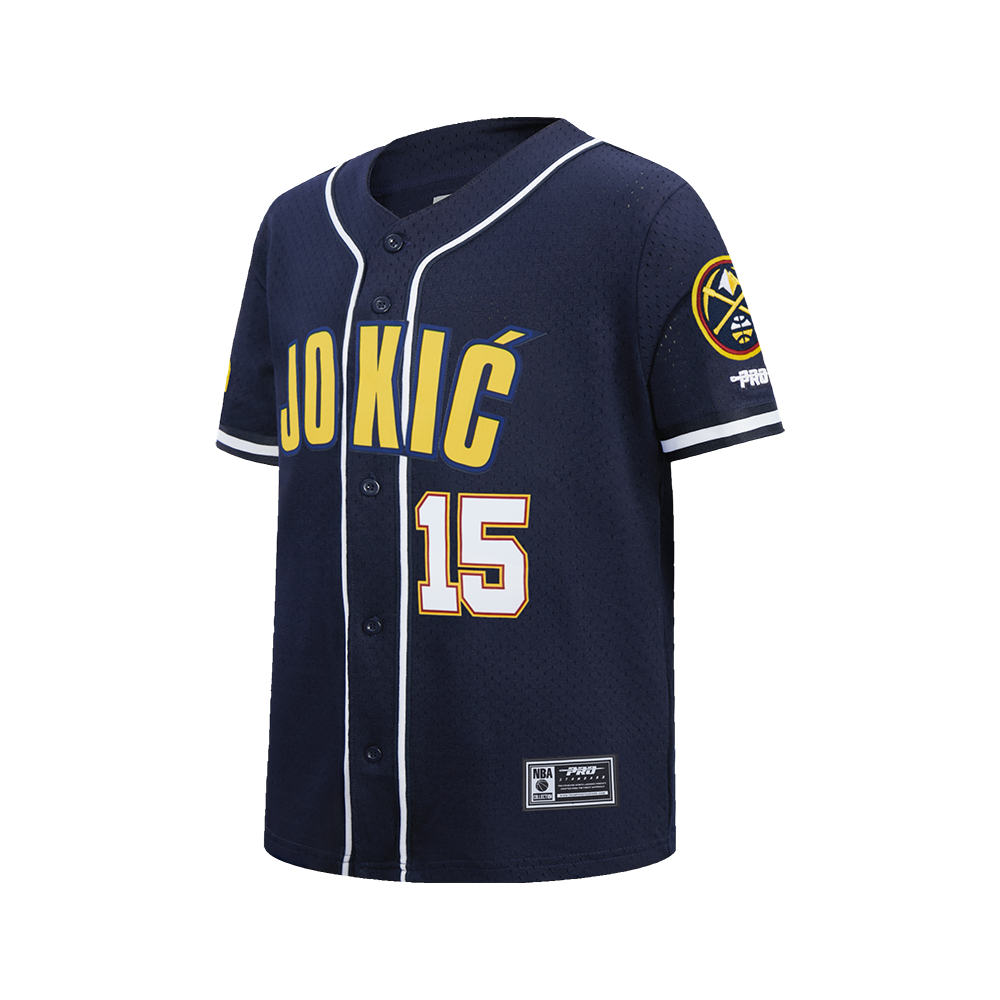 NBA DENVER NUGGETS NIKOLA JOKIC #15 CLASSIC PNN BIG BOY'S MESH BUTTON DOWN SHIRT (MIDNIGHT NAVY)
