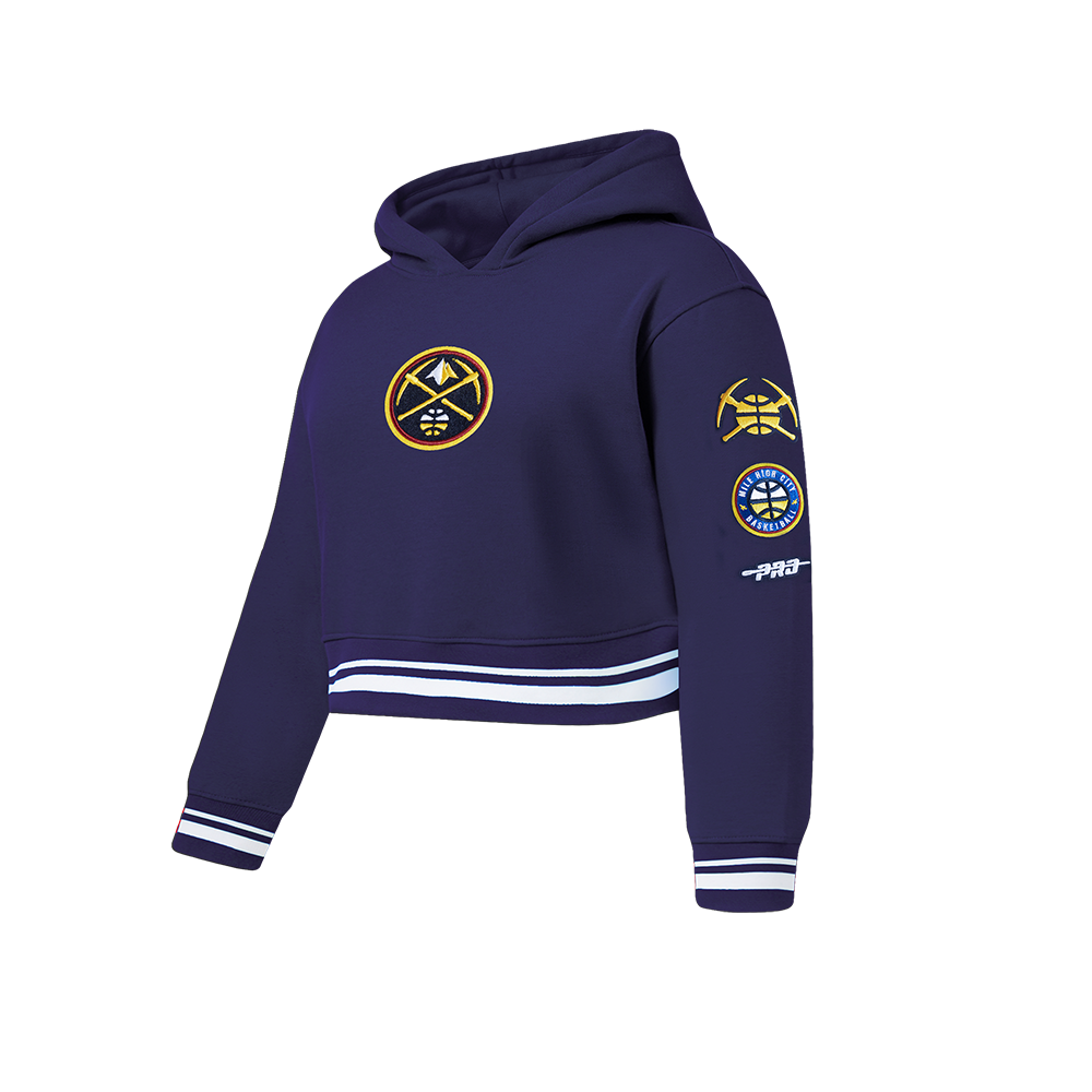 DENVER NUGGETS RETRO CLASSIC BIG GIRL'S RIB FLC PO HOODIE (MIDNIGHT NAVY)