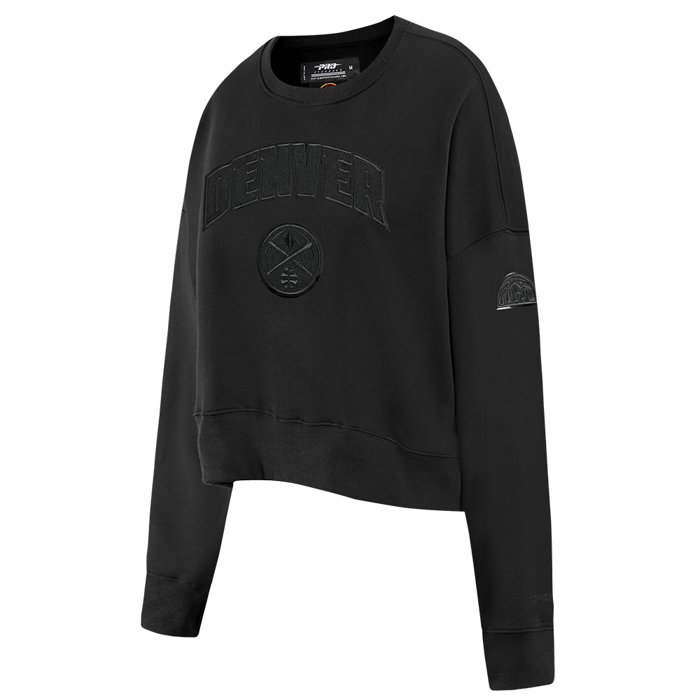NBA DENVER NUGGETS TRIPLE BLACK WOMEN'S FLC CREWNECK (TRIPLE BLACK)