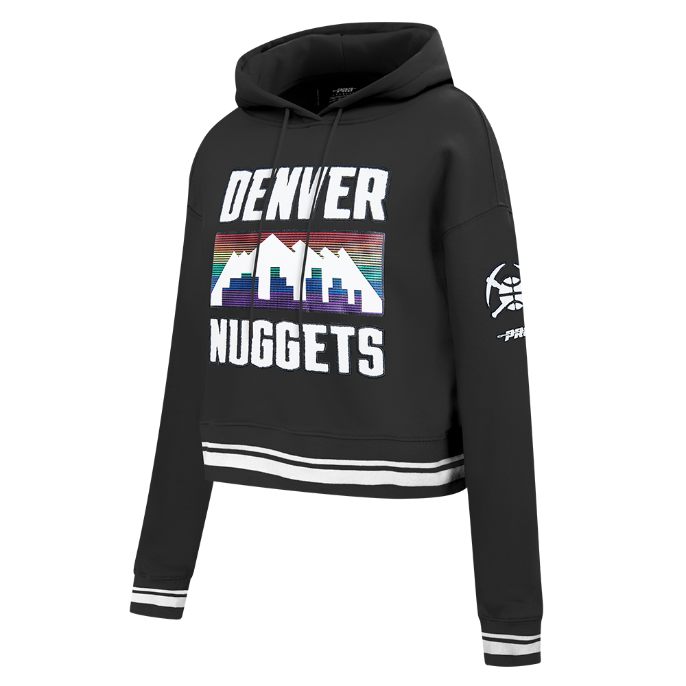 NBA DENVER NUGGETS CITY EDITION 25-26 WOMEN'S RIB FLC CROPPED PO HOODIE (BLACK)